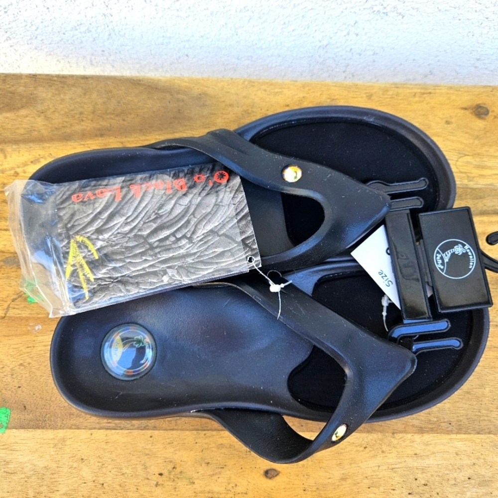 Hawaiian Jellys Ultra Comfort O'o Black Lava Unisex  Sandals Women's Siz… - Picture 6 of 16